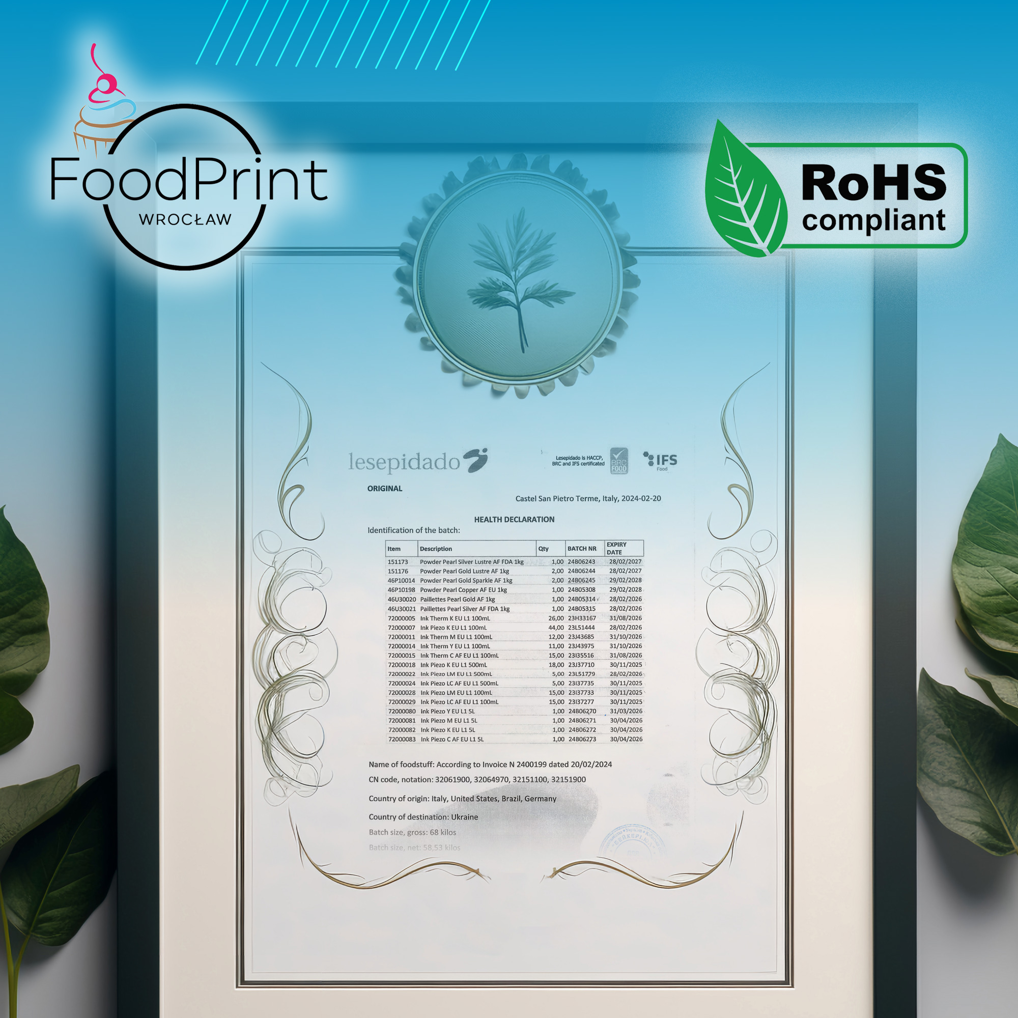 Deklaracja zdrowotna materiałów i atramentów - FoodPrint Wrocław