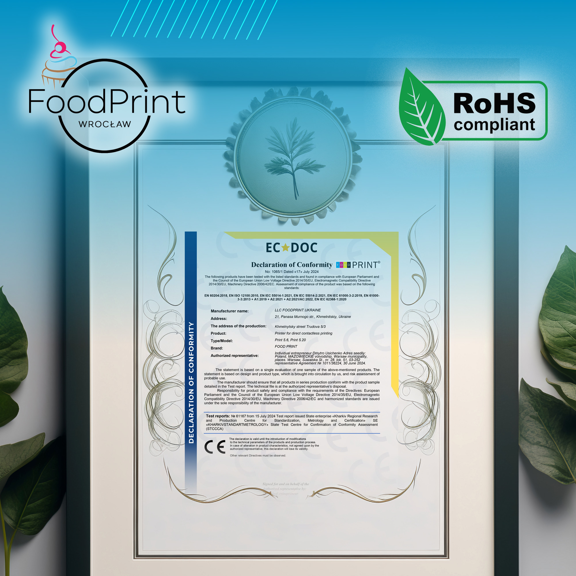 Europejska deklaracja zgodności urządzenia - FoodPrint Wrocław